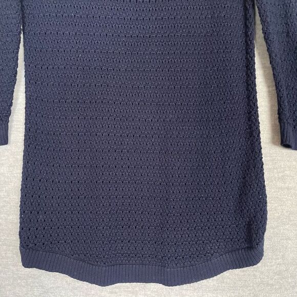 Tommy Hilfiger Open Knit Sweater Womens Small Navy Blue Tunic Crew Fisherman NWT - Picture 4 of 8